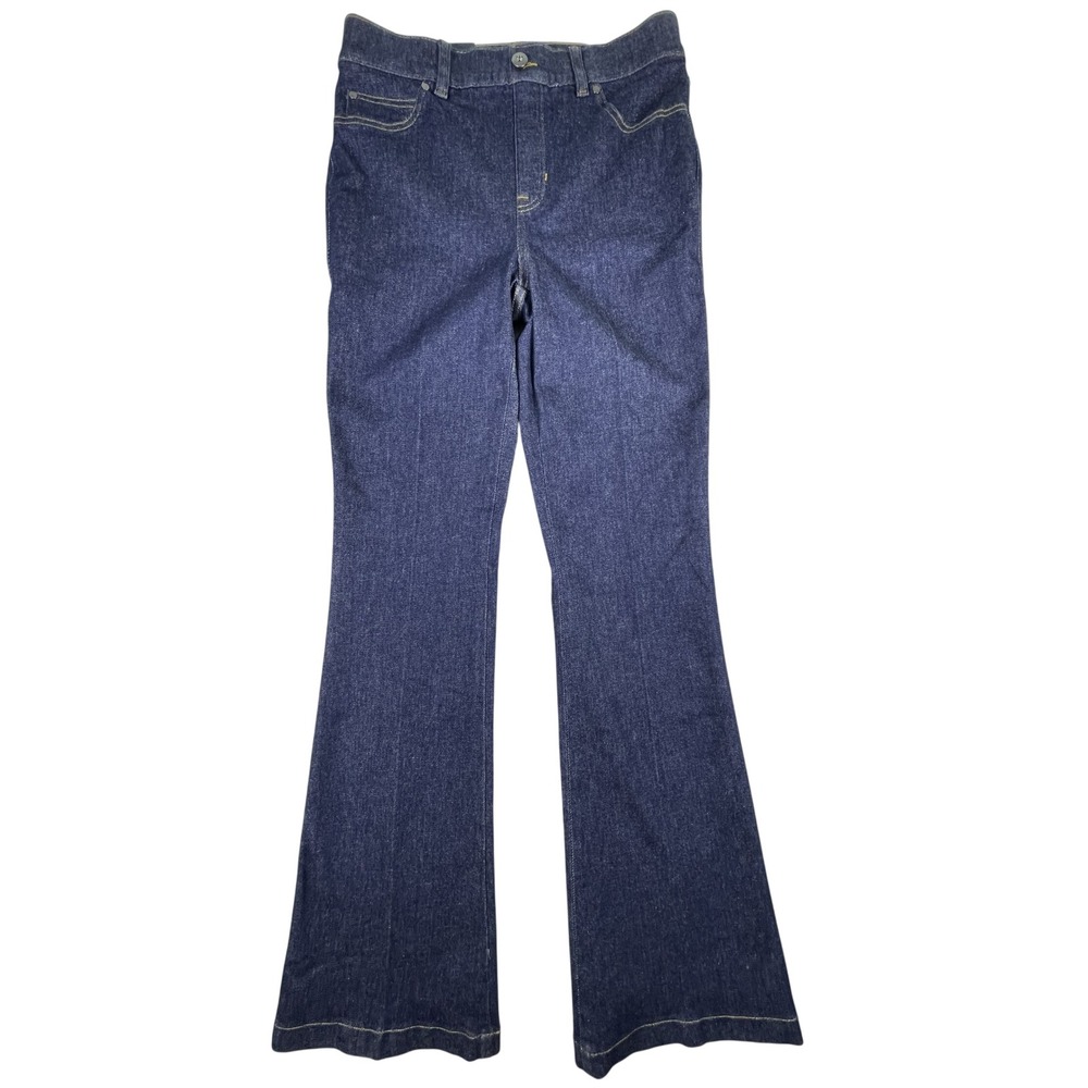 Spanx NWT Denim Flare Jeans Womens M (30x32) Raw‎ Indigo Wash High Rise Stretch